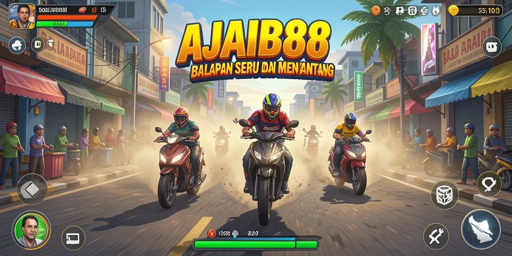 Gameplay balap yang intens dan mendebarkan di AJAIB88.
