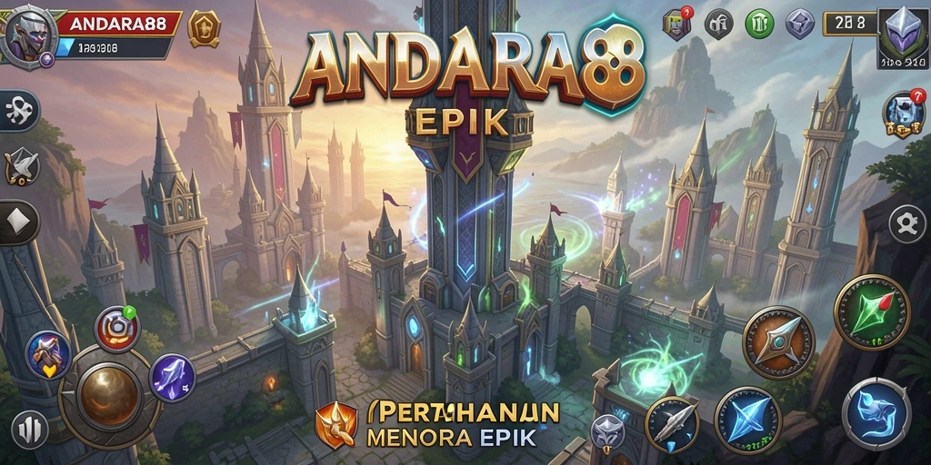 Tampilan gameplay ANDARA88 dalam pertempuran Tower Defense yang seru.
