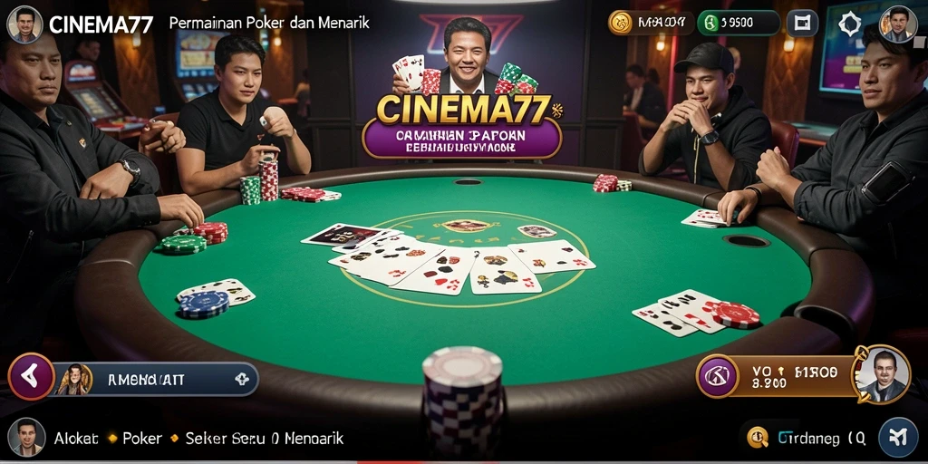 Screenshot CINEMA77 menampilkan permainan Poker yang mendebarkan dan interaktif.