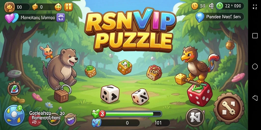 Tampilan screenshot utama RSNVIP menampilkan gameplay Puzzle yang menarik.